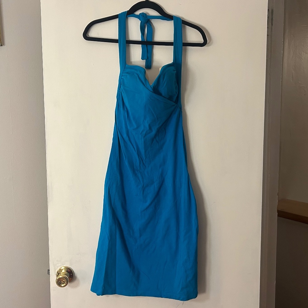 Y2K Victorias Secret Blue Halter Dress w Built In Bra size M/L